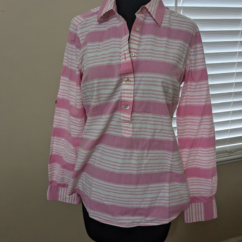Women's Vineyard Vines pink and white blouse